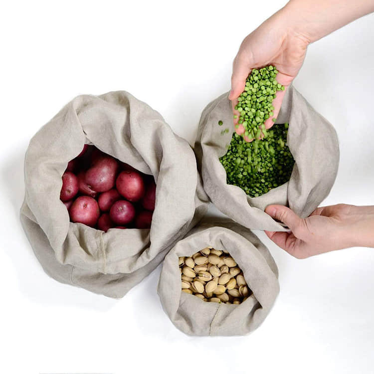 Reusable Linen Storage Bag for Foods, bread.